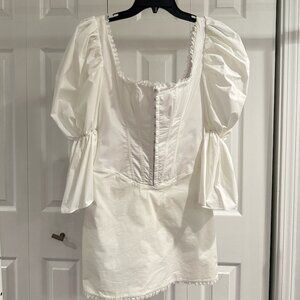 House of CB Matilda White Puff Sleeve Corset Dress